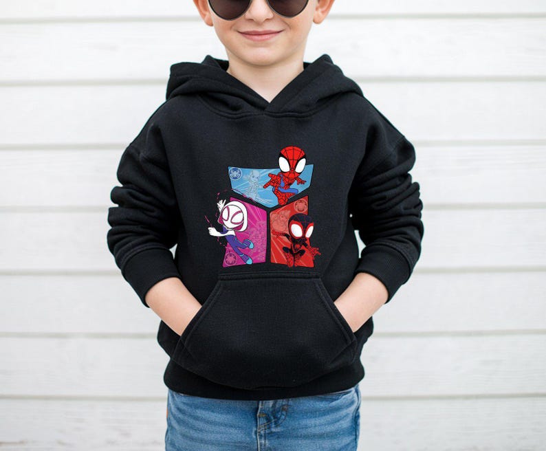 Vintage Spidey and Amazing Friends Retro Hoodie, Family Birthday Spidey Hoodie, Spidey Mom Hoodie, Spidey Reunion Hoodie, Heroes Foes Hoodie image 2