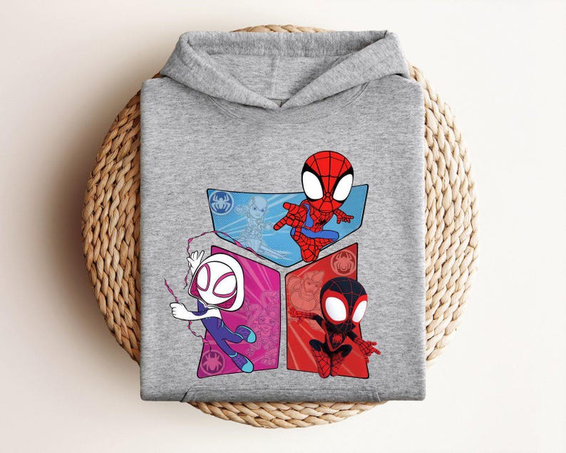 Vintage Spidey and Amazing Friends Retro Hoodie, Family Birthday Spidey Hoodie, Spidey Mom Hoodie, Spidey Reunion Hoodie, Heroes Foes Hoodie image 3