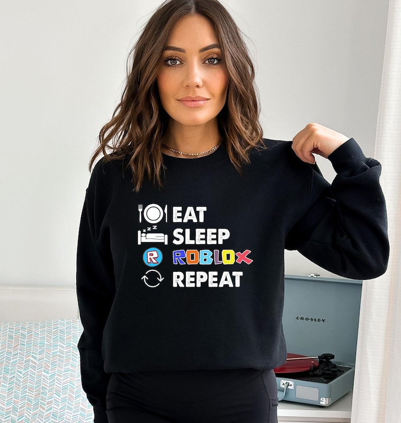 Eat Sleep Game Sweatshirt, Roblox Lover Sweatshirt, Roblox Birthday Sweatshirt, Gamer Kids Sweater, Gamer Event Sweater, Family Roblox Sweat image 1