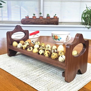 Handmade Wooden Stackable Walnut Quail Egg Holder Rack Kitchen Storage and Organization