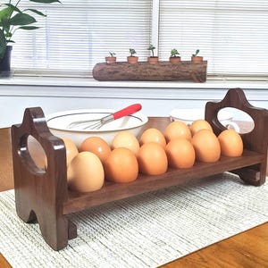Handmade Wooden Walnut Stackable Chicken Egg Holder Kitchen Storage and Organization