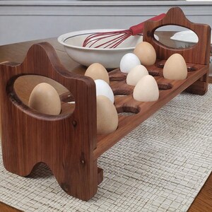 Handmade Wooden Chicken Egg Holder Stackable Medium Eggs Red Cedar Kitchen Storage and Organization