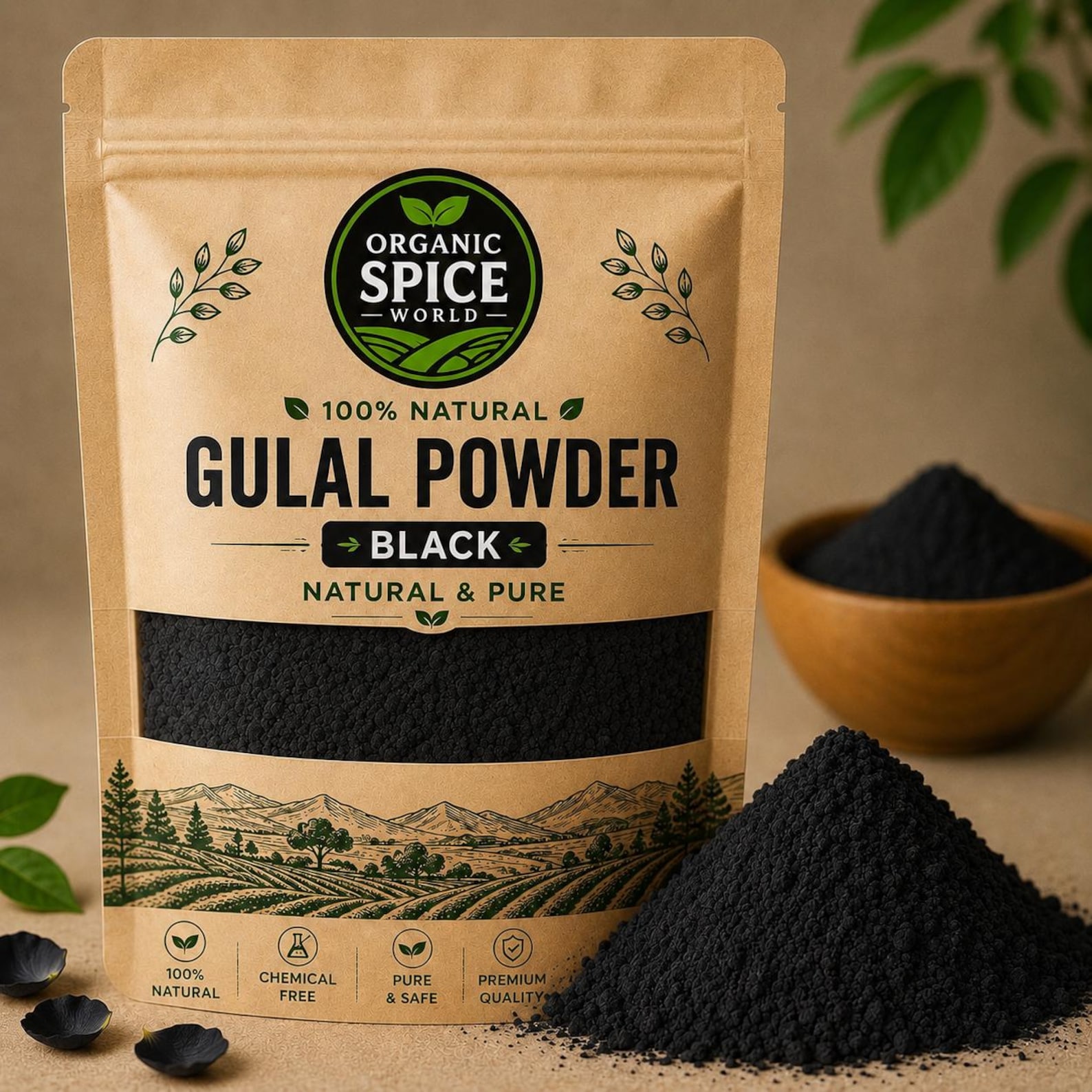 Organic Black Gulal Powder | Herbal Holi Festival Color (100% Natural)