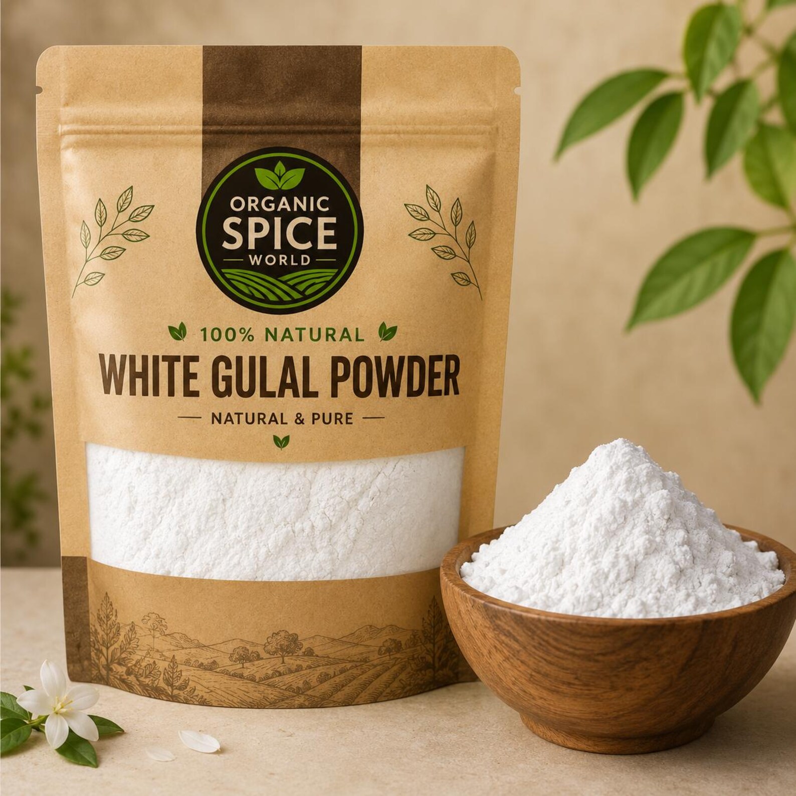 Organic White Gulal Powder | Natural Holi Festival Color (100% Herbal)
