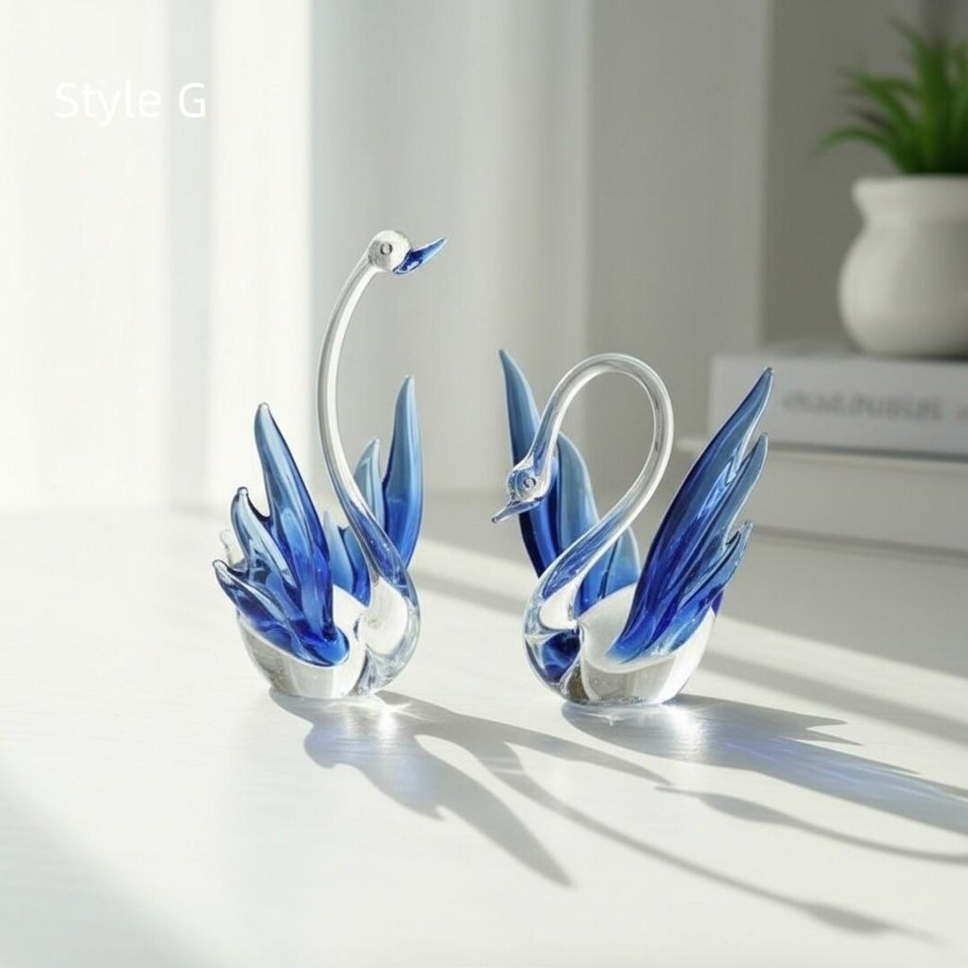 Handmade Glass Swan Figurine, Elegant Decorative Piece, Unique Gift ...