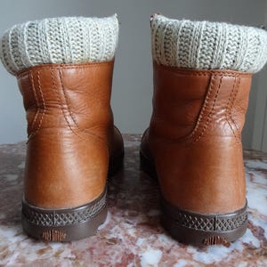 Palladium, vintage höga skor i kamelfärgat läder bild 3