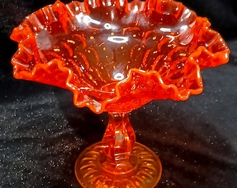 ヴィンテージ フェントン レッド ダイヤモンド キルティング ガラス