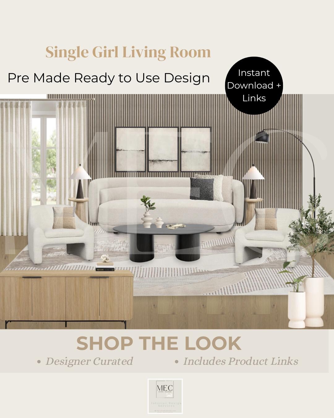 Single Girl Living Room | Modern Organic Mood Board | Contemporay ...