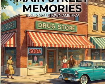 1950s Main Street Coloring Book: Large Print for Seniors, Dementia