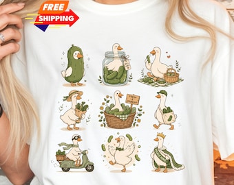 Funny Pickle Goose Shirt, Silly Goose Lover Gift, Vintage Pickle Birthday Girl, Funny Foodie Mom Tee