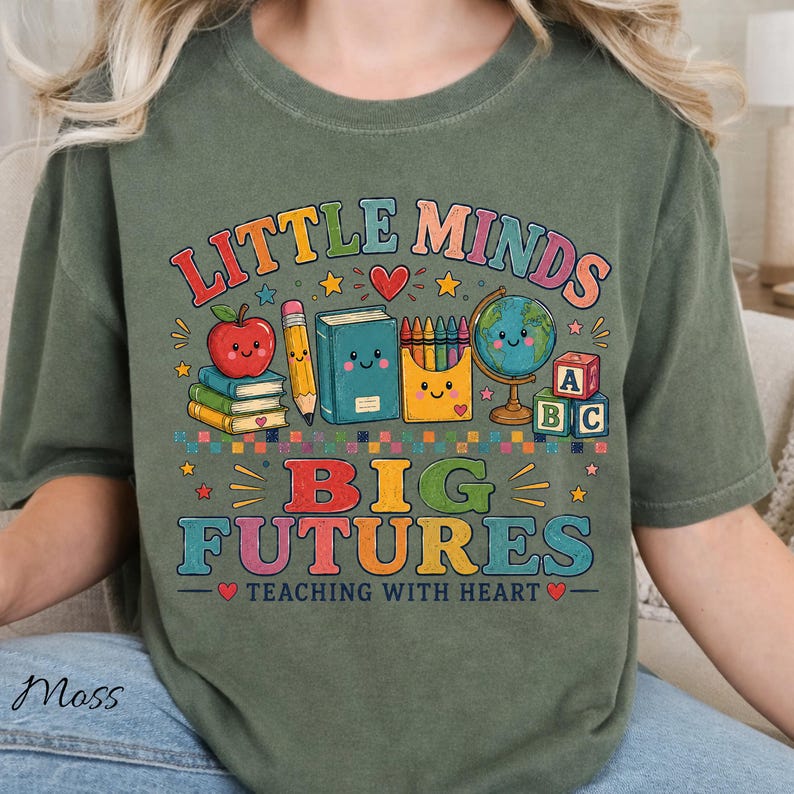 Little Minds Big Futures Teacher Shirt Funny School Appreciation Gift Teaching Heart Tee image 3