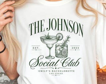 Custom Social Club Tee | Vintage Cocktail Comfort Colors Shirt | Personalized Girls Trip Outfit