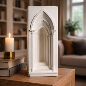 Escultura de arco de catedral gótica, decoración Dark Academia, maqueta arquitectónica de iglesia medieval, grandes altares de yeso, regalo para arquitecto