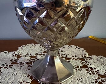 Vintage Napco 1184 Silver-Coated Milk Glass Goblet Dish