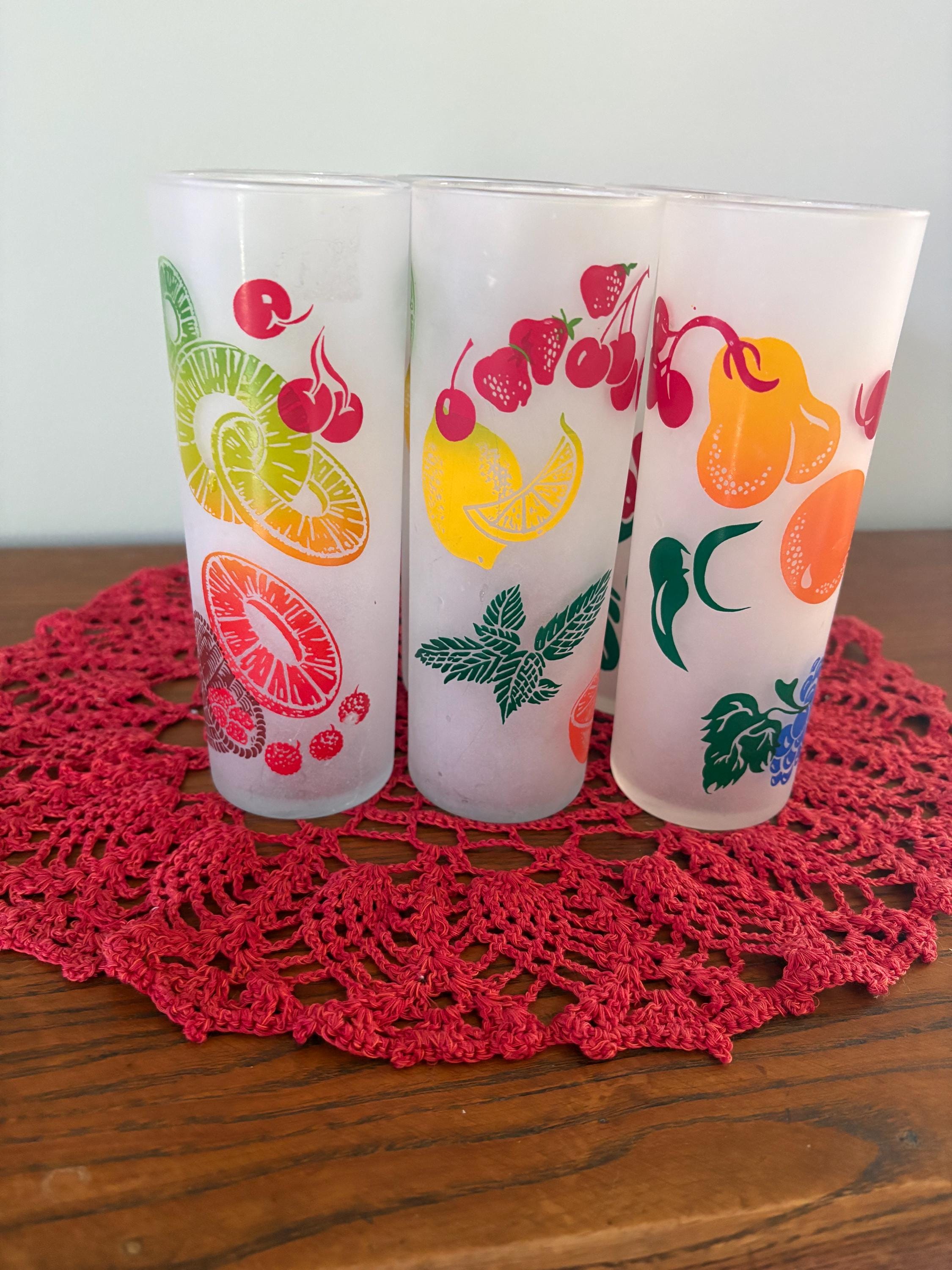 Vintage Frosted Fruit Glasses - Etsy