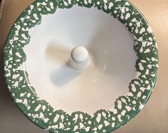 Apfel-Backform, Christian Ridge Pottery aus Maine. Grünes Schwammkeramik-Muster. Kostenloser Versand.