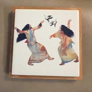 Trivet, pot holder or coaster. “Learning The Song “ by Native American artist Carol Grigg. Ships for free in US.