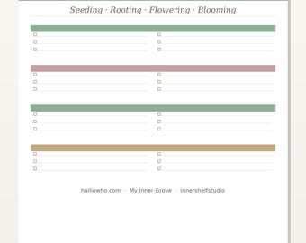 Plantilla imprimible para el jardín del autocuidado / Preguntas para el diario de bienestar diario (descarga en PDF)