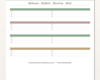 Diario vespertino imprimible / Hoja de reflexión para antes de dormir (Descarga en PDF)