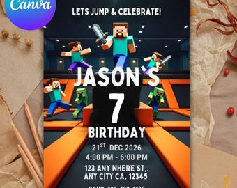 Premium Jump Party Invitation Template, Sky-Zone Trampoline Park Birthday Invitation, Boys Birthday Invitation, Urban Air Invite