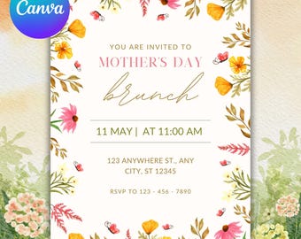 Floral Mother's Day Brunch Invitation Template (Digital Download)