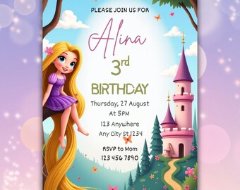 Editable Rapunzel Birthday Invitation: Princess Party (Digital)