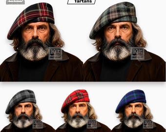 Gorro escocés de tartán para hombre, estilo tradicional escocés, tipo boina. Disponible en más de 70 tartanes.