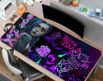 Jinx Graffiti Maus Pad | Arcane Schreibtischmatte | Ein Geschenk für Gamer