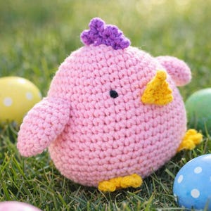Virkat påskkycklingsmönster – Amigurumi-kycklingplysch PDF – Vårdekorationer och babypresenter – Direkt nedladdning