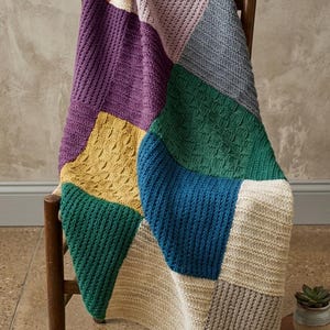 Loom Knit Patchwork Baby Blanket Pattern, Beginner Afghan Throw (PDF Download)
