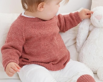 Modello per maglione da bambino a maglia, modello raglan dall'alto verso il basso (download PDF)