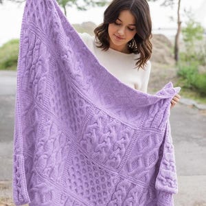Knitted Blanket Pattern with Cable Squares – Cozy Textured Patchwork Throw PDF