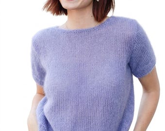 Modello PDF per maglione lavorato a maglia, maglione a maglia rasata dal basso verso l'alto, maniche cucite (download digitale)