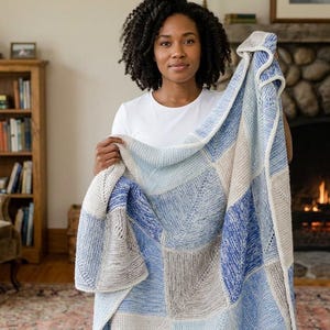 Knitted Blanket Pattern | 2-Strand Domino Squares, Modular Patchwork, I-Cord Edge (PDF Download)