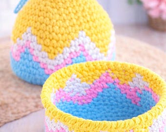 Schema per uova di Pasqua all'uncinetto - Uova colorate a 2 fili - Decorazione primaverile scandinava - Download PDF Amigurumi