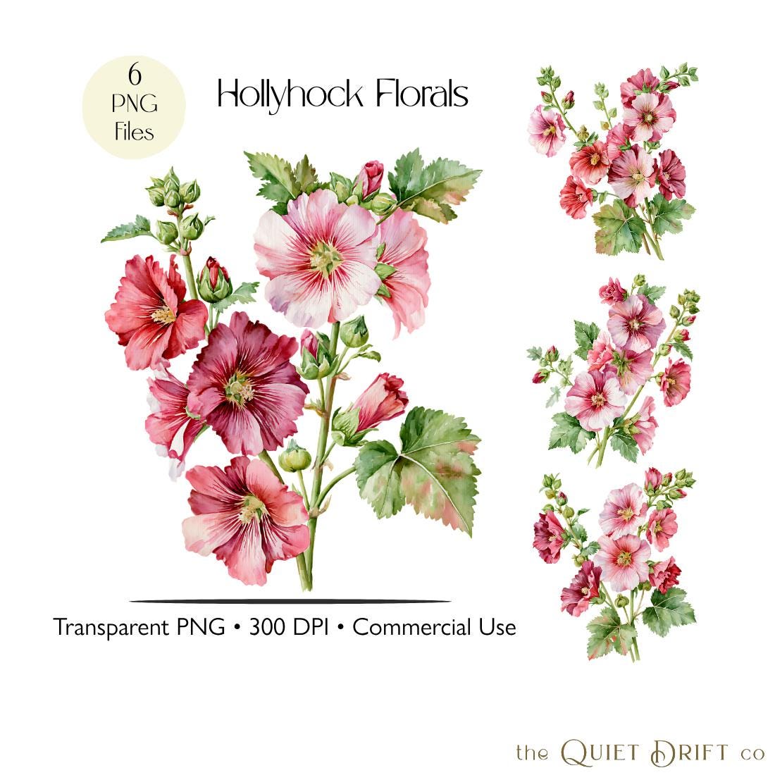 Watercolor Hollyhocks - Etsy