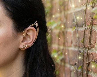 Boucles d'oreilles d'elfe - Piercing pour oreilles de fée | Accessoire de cosplay elfique doré et argenté pour un style fantastique et féerique