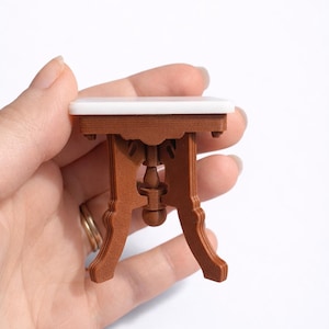 Marble Top Rectangular Table - Parlor Side Table - Scale 1:12 Dollhouse Miniature