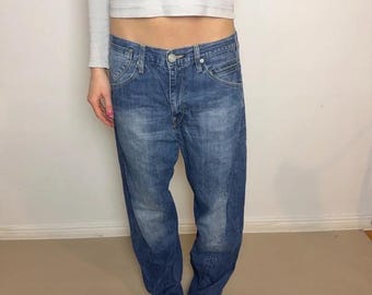 New Rare Levi's Engineered Twisted Leg Cinch Back Blue Denim Jeans