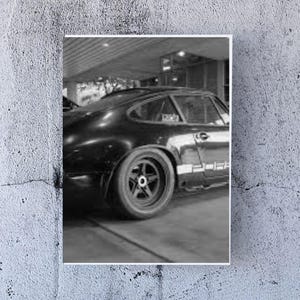 Vintage Porsche Paris Poster, Black White Eiffel Tower Print, Classic Car Wall Art, Luxury Fashion Decor, Travel Photography, Paris Wall Art