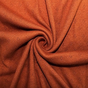 Fine 100% cotton jersey knit with Diamond openwork/ Pointelle fabric per metre Henna