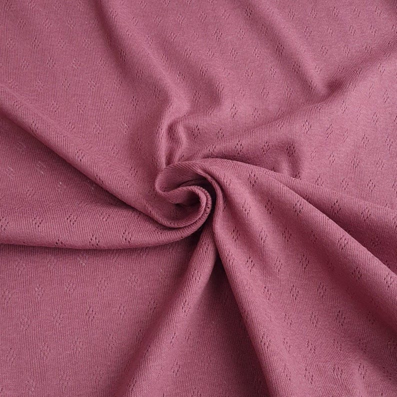 Fine 100% cotton jersey knit with Diamond openwork/ Pointelle fabric per metre Mulberry