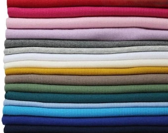 Tubular jersey ribbing knit cotton Oeko-Tex fabric. Ribbed cuffing, waistbands per metre
