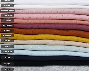 Fine 100% cotton jersey knit with Diamond openwork/ Pointelle fabric per metre
