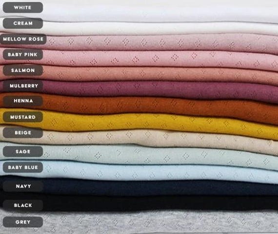 Fine 100% cotton jersey knit with Diamond openwork/ Pointelle fabric per metre