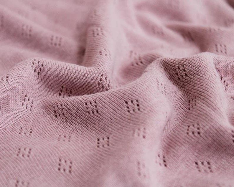 Fine 100% cotton jersey knit with Diamond openwork/ Pointelle fabric per metre image 18