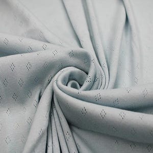 Fine 100% cotton jersey knit with Diamond openwork/ Pointelle fabric per metre Baby blue