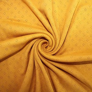 Fine 100% cotton jersey knit with Diamond openwork/ Pointelle fabric per metre Mustard