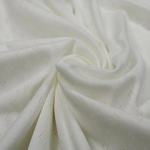 Fine 100% cotton jersey knit with Diamond openwork/ Pointelle fabric per metre Cream