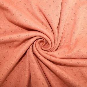 Fine 100% cotton jersey knit with Diamond openwork/ Pointelle fabric per metre Salmon
